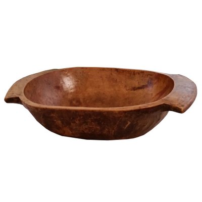 Antique Tirolean Hand-Carved Chestnut Wood Basin Bowl-NJV-768864