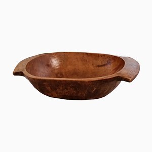 Antique Tirolean Hand-Carved Chestnut Wood Basin Bowl-NJV-768864