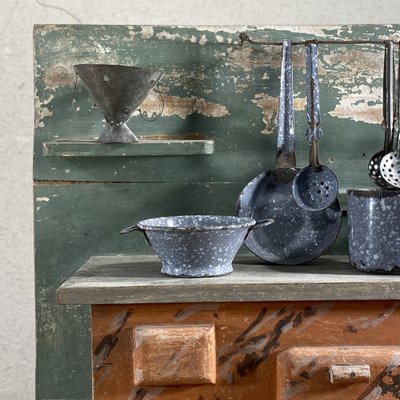 Antique Toy Kitchen in Stuccoed and Polychrome Wood, 19th Century-JXY-1790567