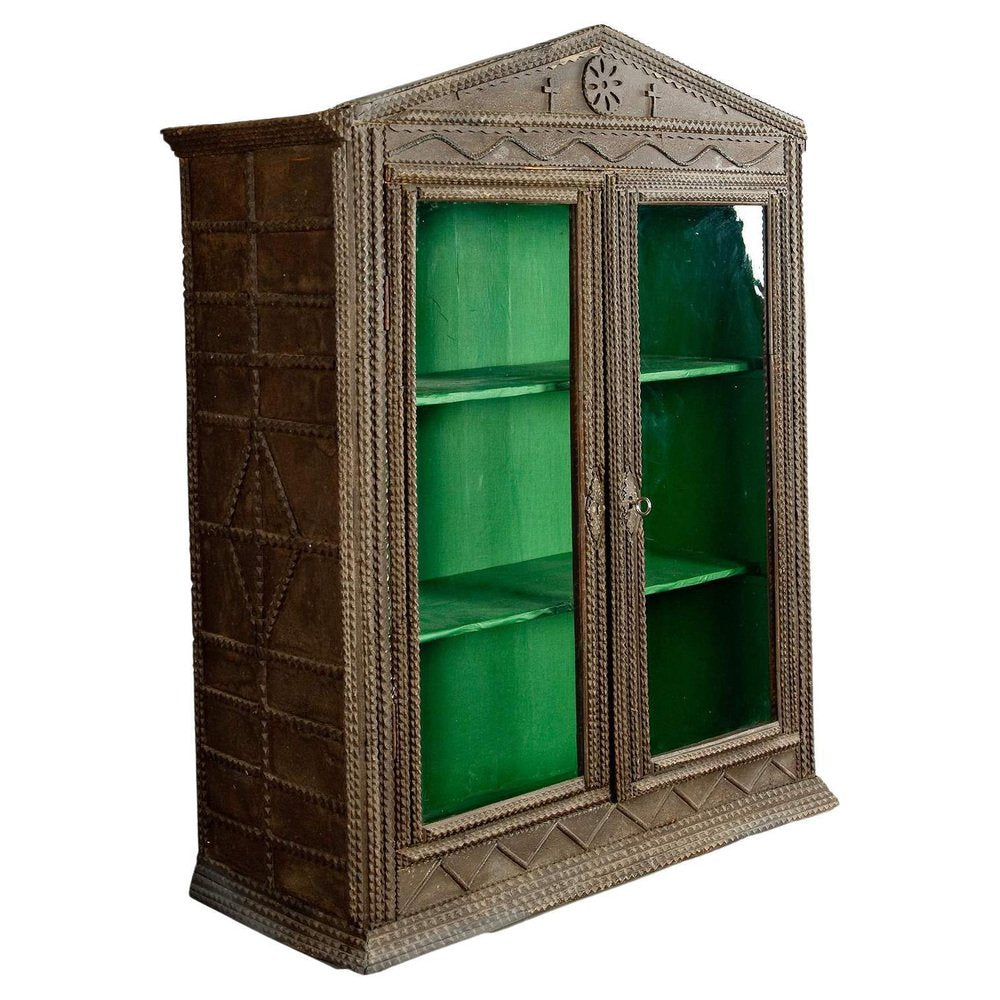 Antique Tramp Art Cabinet, 1890s