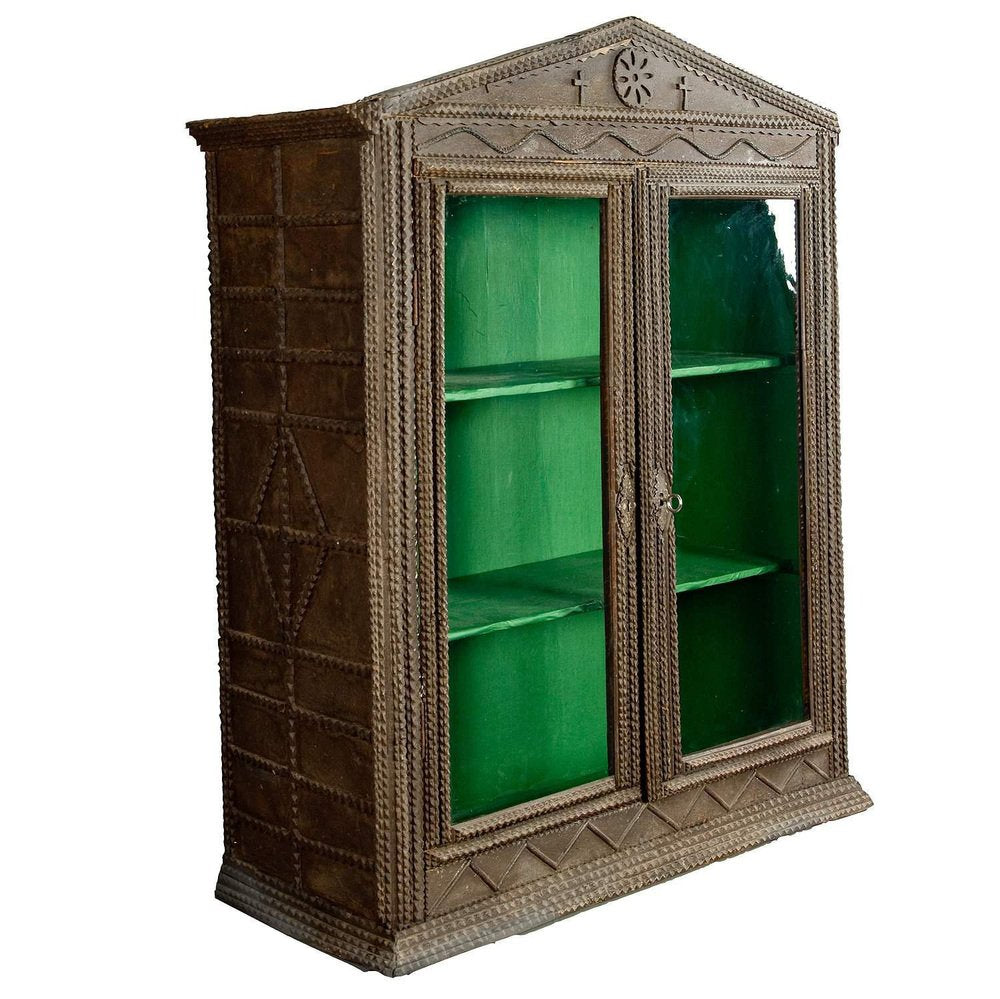 Antique Tramp Art Cabinet, 1890s