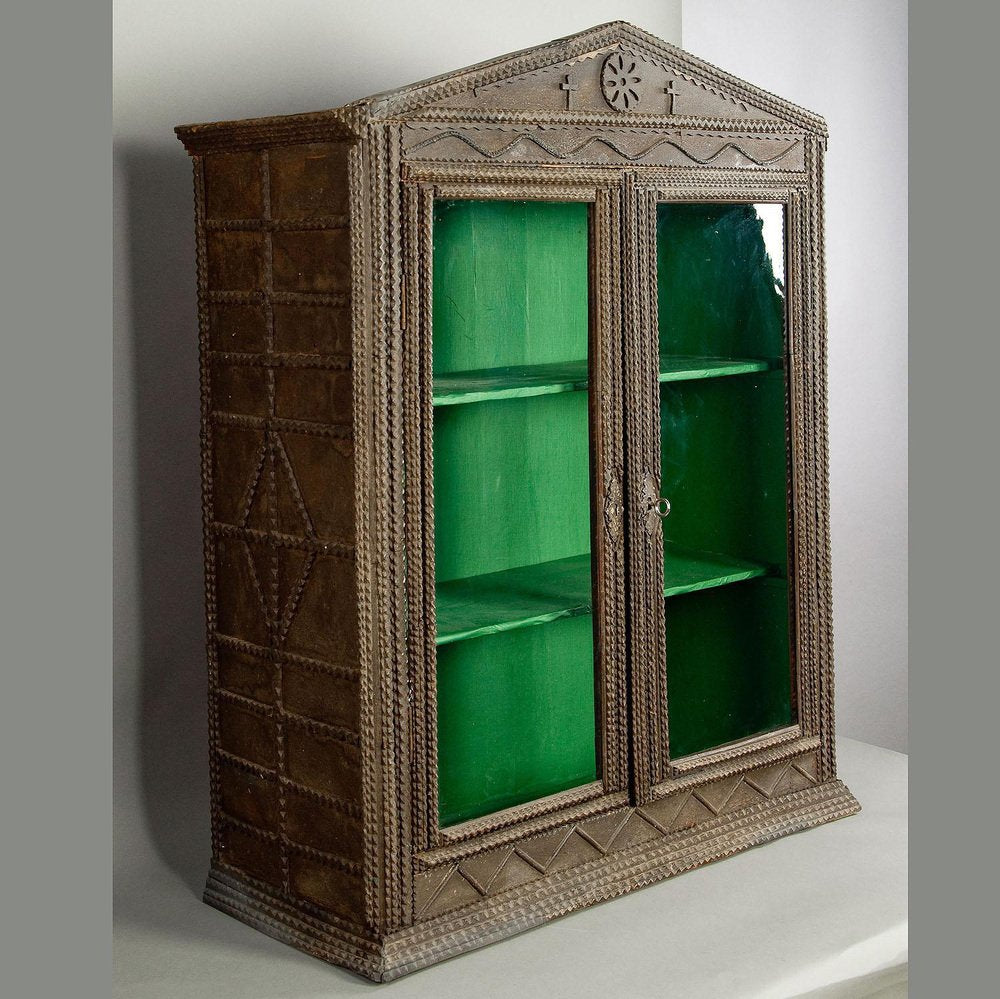 Antique Tramp Art Cabinet, 1890s