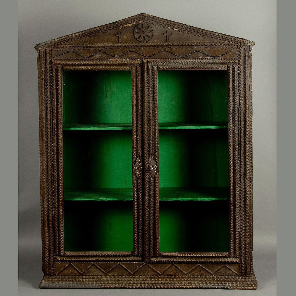 Antique Tramp Art Cabinet, 1890s