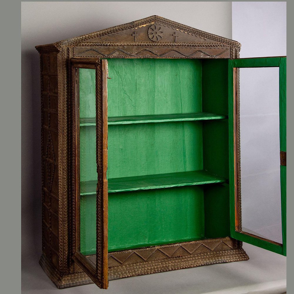 Antique Tramp Art Cabinet, 1890s