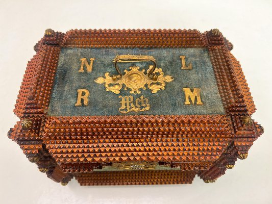 Antique Tramp Art Carved Wood Jewelry Box, Germany, 1895-WZZ-1735359