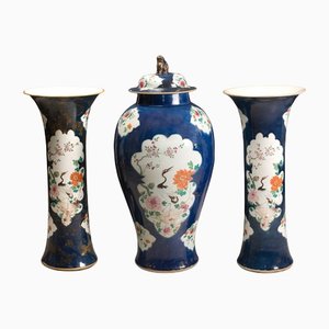 Antique Trumpet Vases and Lidded Jar, Set of 3-LQ-1152517