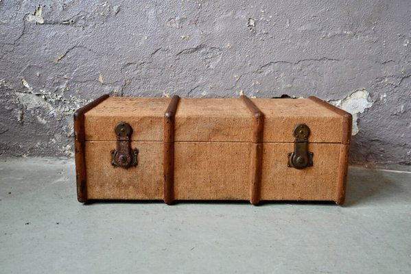 Antique Trunk in Wood and Canvas-AIU-1763241