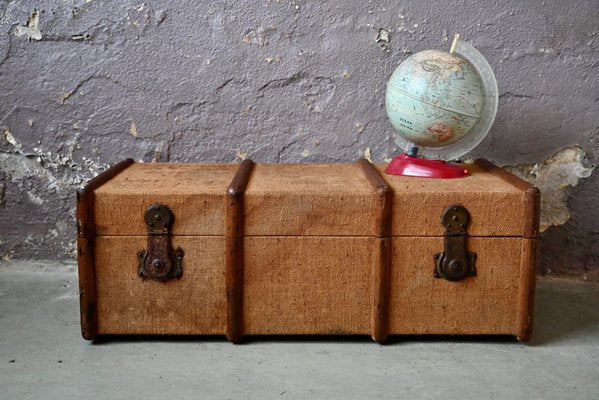 Antique Trunk in Wood and Canvas-AIU-1763241