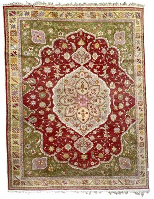 Antique Turkish Oushak Rug, 1910s-JZV-1215600