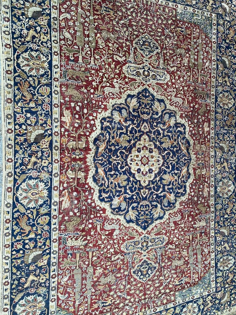 Antique Turkish Silk Kayseri Rug