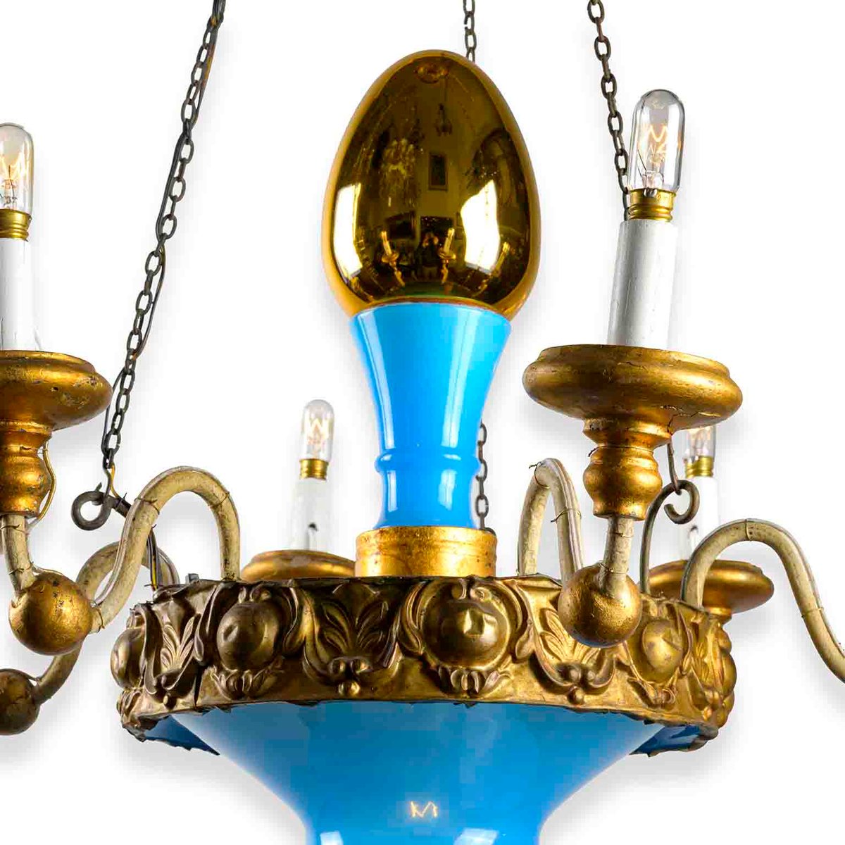 Antique Turquoise and Golden Chandelier