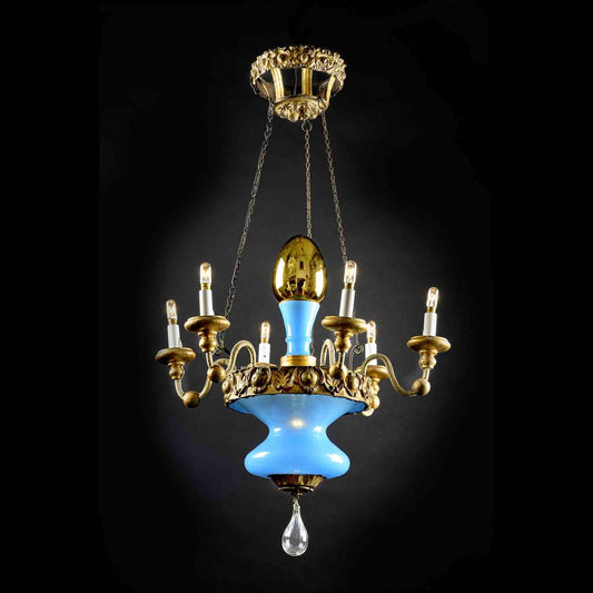 Antique Turquoise and Golden Chandelier