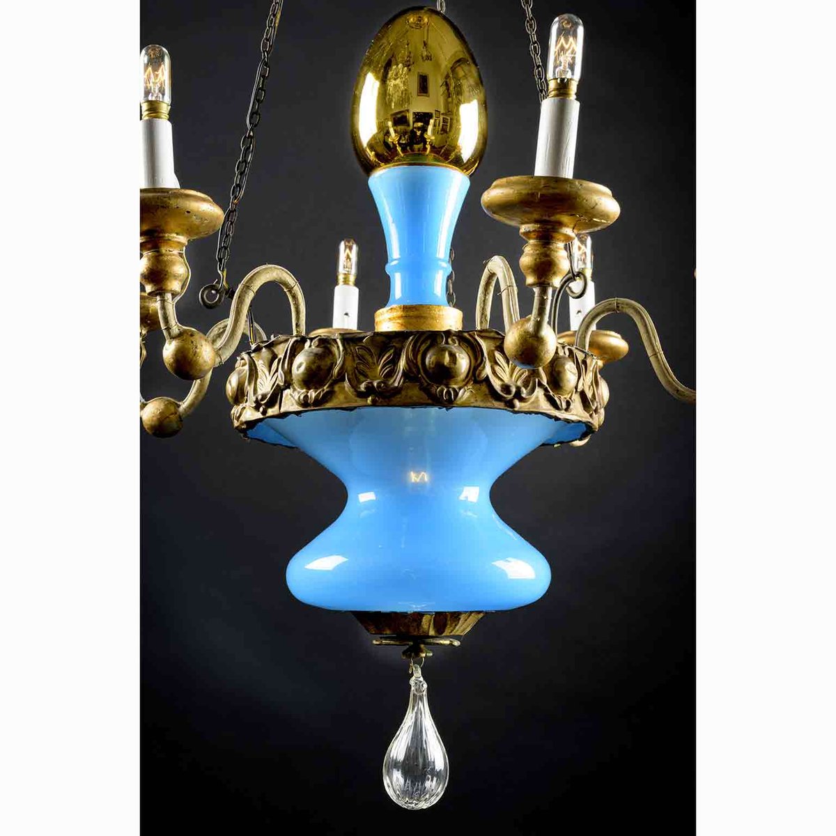 Antique Turquoise and Golden Chandelier