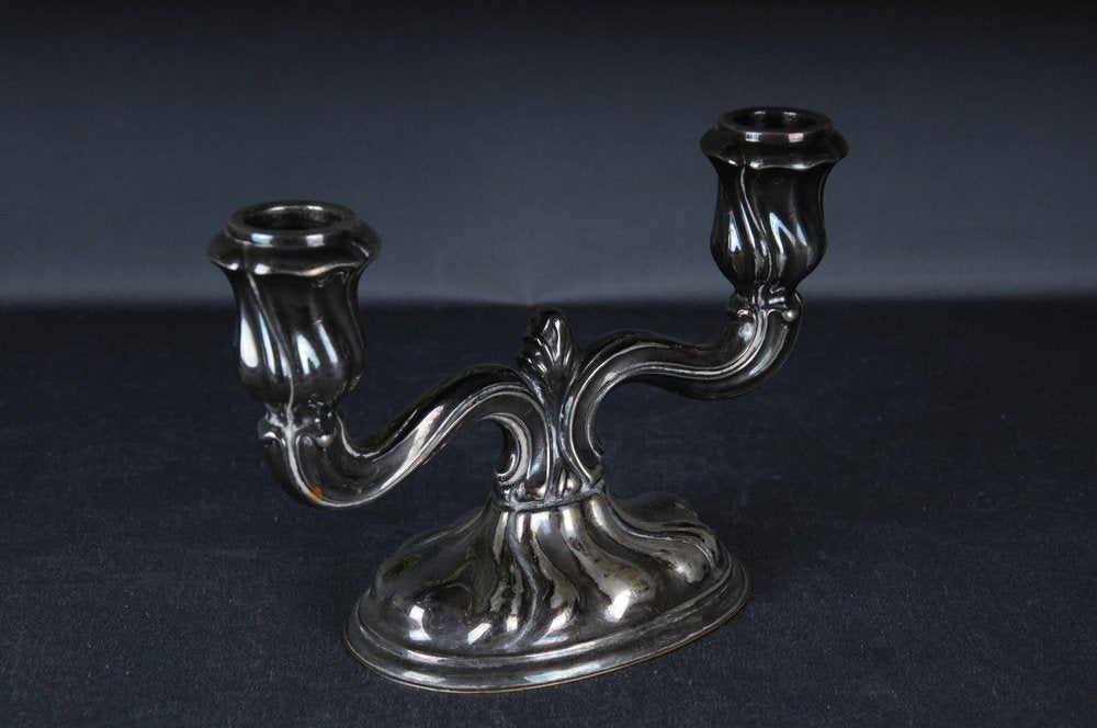 Antique Two-Armed Silver Candlestick