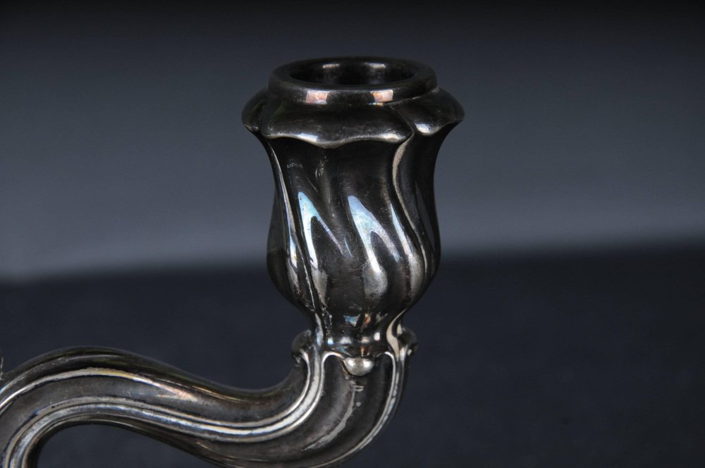 Antique Two-Armed Silver Candlestick