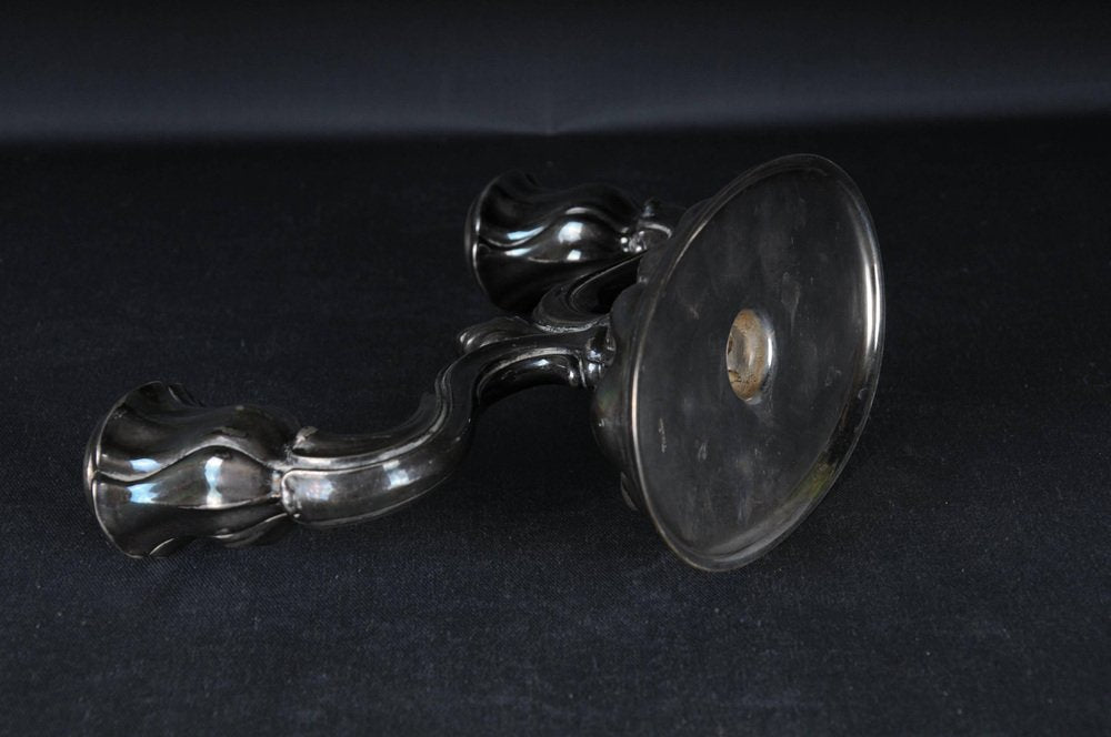 Antique Two-Armed Silver Candlestick