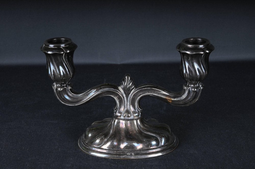 Antique Two-Armed Silver Candlestick