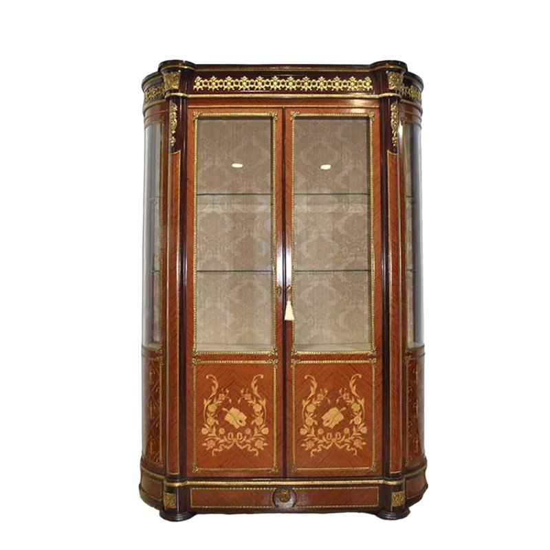 Antique Two Door Display Case with Marquetry