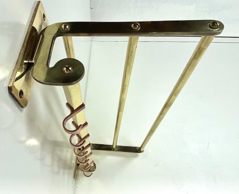 Antique Two Tone Brass Wall Coat Rack, 1930s-WZZ-1352890