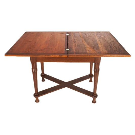 Antique Tyrolean Solid Oak Country Folding Table