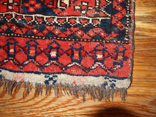 Antique Uzbek Handmade Bagface Rug, 1870s