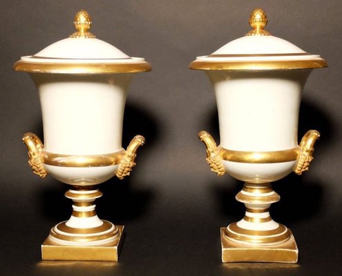 Antique Vases in Paris Porcelain, 1830, Set of 2-LQ-1344218