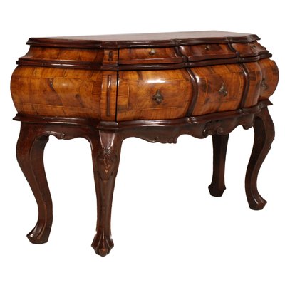 Antique Venetian Baroque Hand Carved Walnut Burl Chest of Drawers from Bovolone-NJV-743661