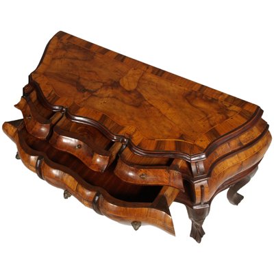 Antique Venetian Baroque Hand Carved Walnut Burl Chest of Drawers from Bovolone-NJV-743661