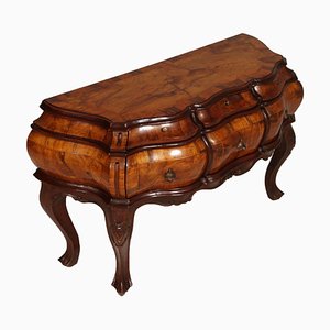 Antique Venetian Baroque Hand Carved Walnut Burl Chest of Drawers from Bovolone-NJV-743661