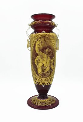 Antique Venetian Glass Vase with Double Sided Neptune Decor by G.B. Ponchino-OZS-1388666