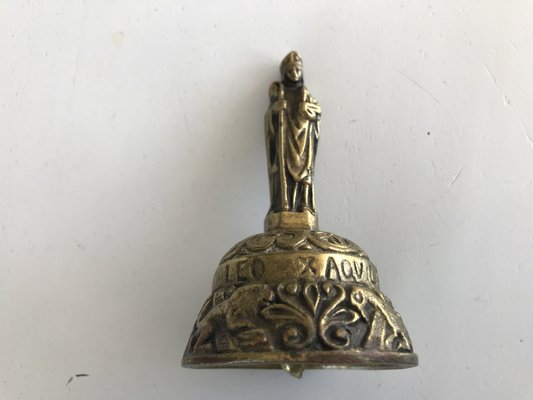 Antique Victorian Brass Bell with Figures, 19th Century-WQQ-1293620