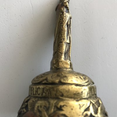 Antique Victorian Brass Bell with Figures, 19th Century-WQQ-1293620