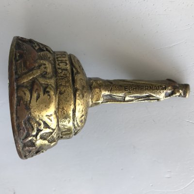 Antique Victorian Brass Bell with Figures, 19th Century-WQQ-1293620