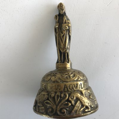 Antique Victorian Brass Bell with Figures, 19th Century-WQQ-1293620