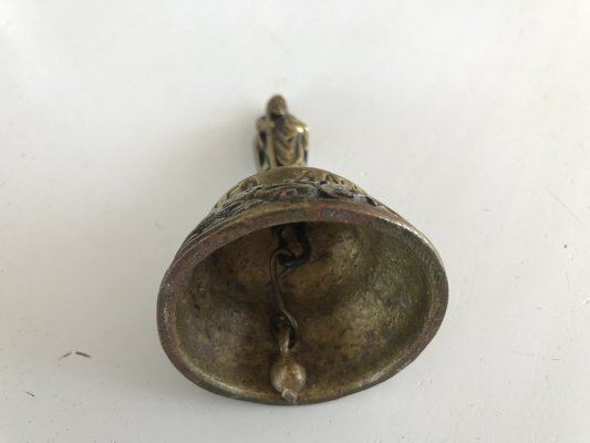 Antique Victorian Brass Bell with Figures, 19th Century-WQQ-1293620