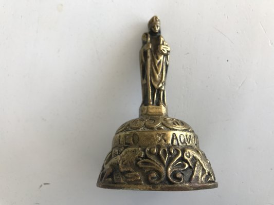 Antique Victorian Brass Bell with Figures, 19th Century-WQQ-1293620