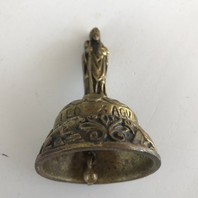 Antique Victorian Brass Bell with Figures, 19th Century-WQQ-1293620