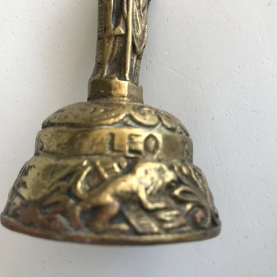 Antique Victorian Brass Bell with Figures, 19th Century-WQQ-1293620