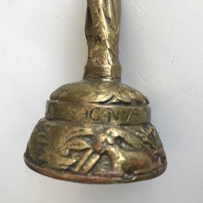 Antique Victorian Brass Bell with Figures, 19th Century-WQQ-1293620