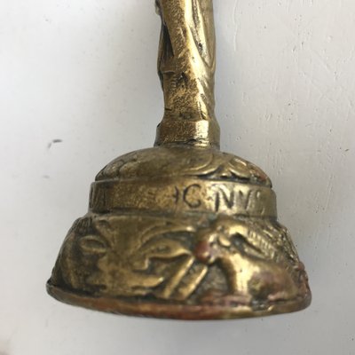 Antique Victorian Brass Bell with Figures, 19th Century-WQQ-1293620