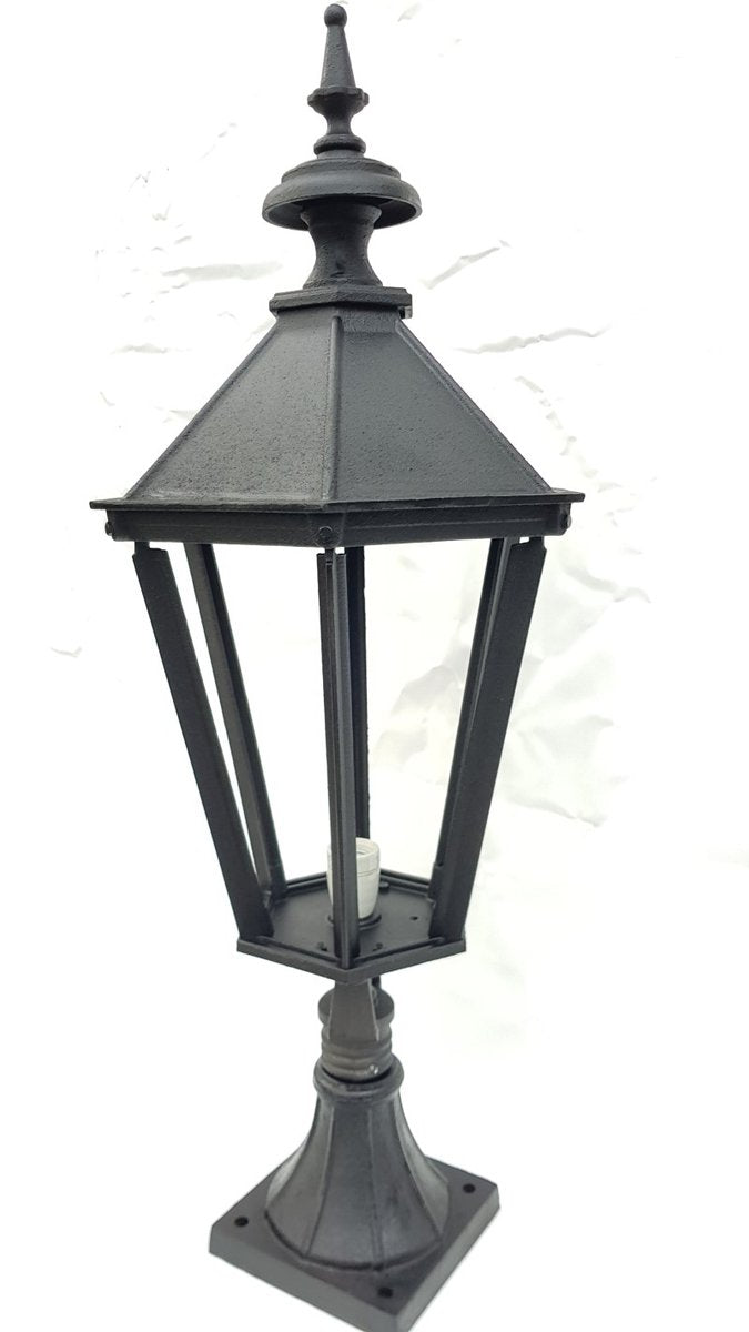 Antique Victorian Cast Iron Pillar Lamp Lantern on Base Outdoor Lamp