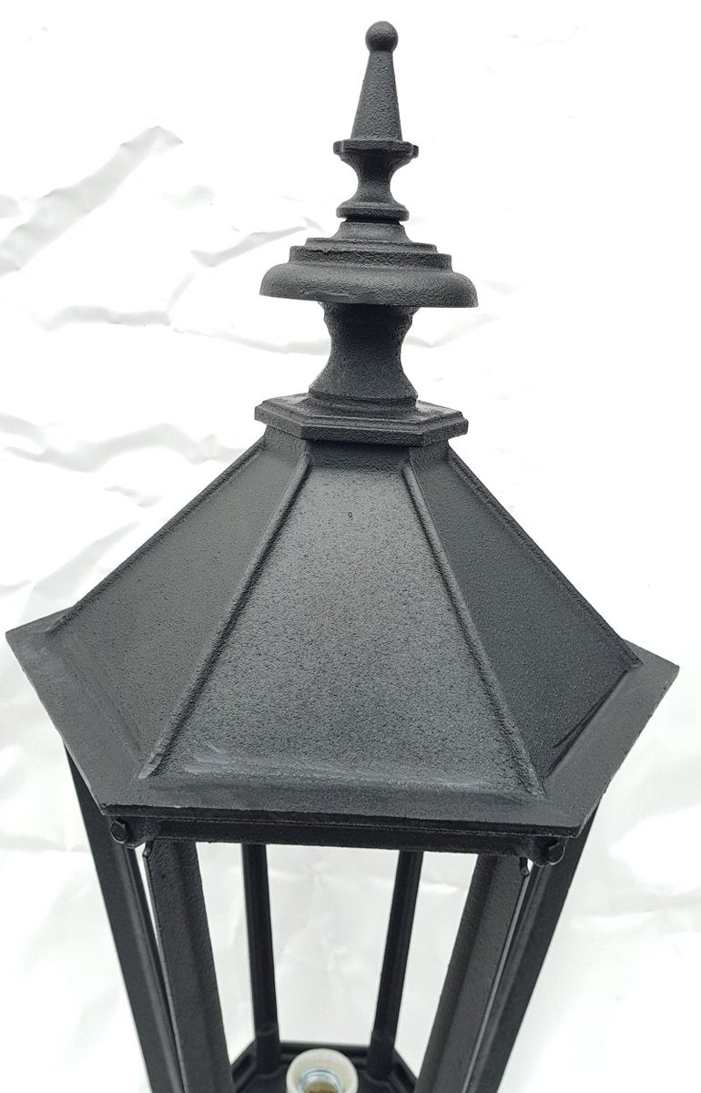 Antique Victorian Cast Iron Pillar Lamp Lantern on Base Outdoor Lamp