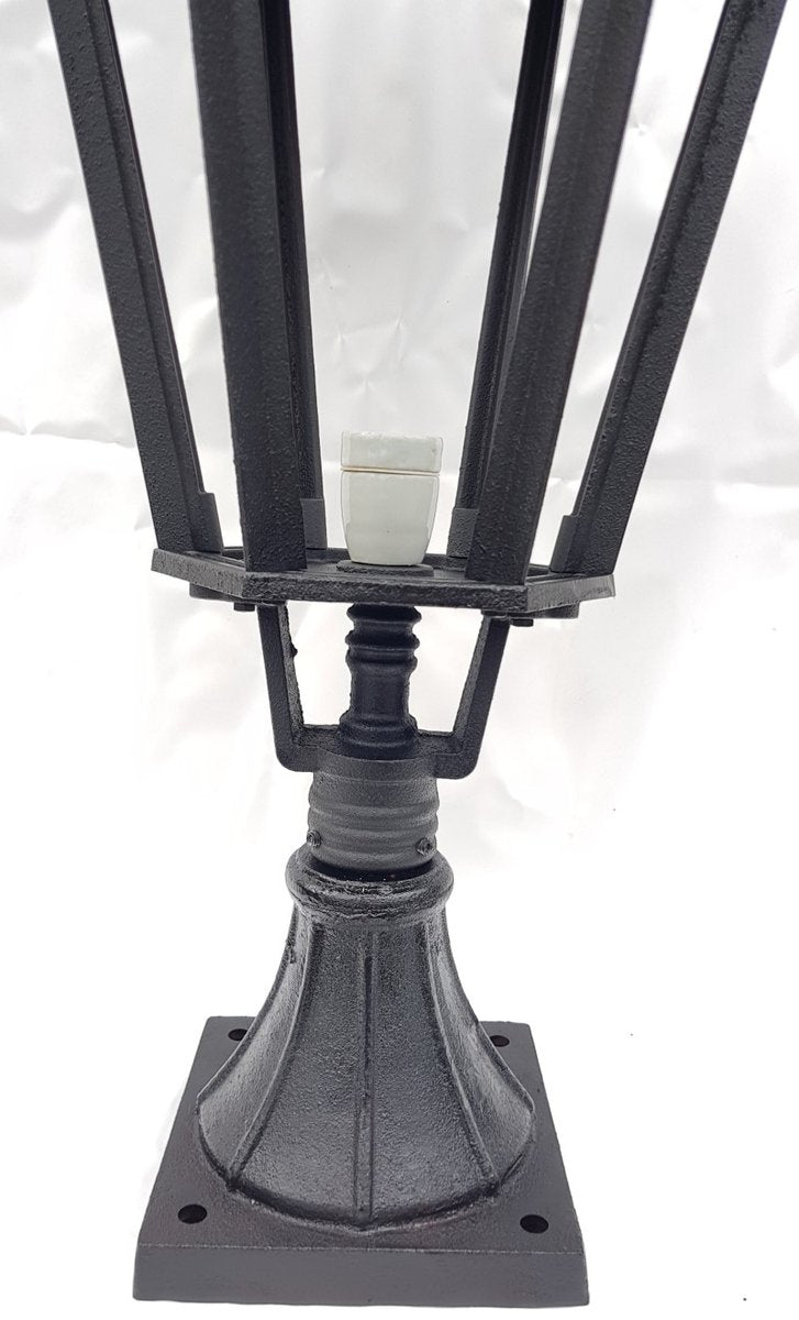 Antique Victorian Cast Iron Pillar Lamp Lantern on Base Outdoor Lamp