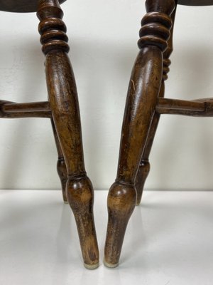 Antique Victorian Elm Wood Farmhouse Stools, 1890s, Set of 2-WZZ-1447663