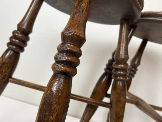 Antique Victorian Elm Wood Farmhouse Stools, 1890s, Set of 2-WZZ-1447663