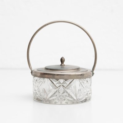 Antique Victorian Metal and Glass Lidded Sugar Pot, Early 20th Century-WM-1181897