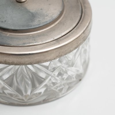 Antique Victorian Metal and Glass Lidded Sugar Pot, Early 20th Century-WM-1181897