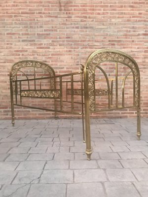 Antique Victorian Style French Brass and Bronze Cradle-NOU-709479