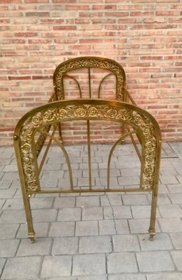 Antique Victorian Style French Brass and Bronze Cradle-NOU-709479