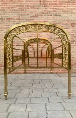 Antique Victorian Style French Brass and Bronze Cradle-NOU-709479